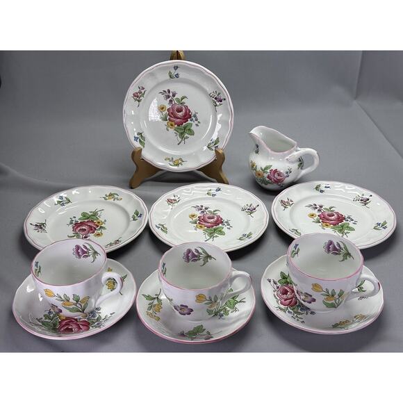 Spode Marlborough Sprays/3 Cups Saucers/4 Small Plates/ A